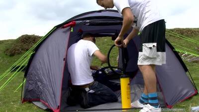 Two Guys Meet in their Tent for some Fun - boyfriendtv.com