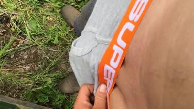 Play with my big hard white cock outdoors! - boyfriendtv.com - Britain