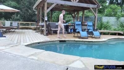 Jax Thirio - Security guard catching and fucking a teen perp in the pool - boyfriendtv.com