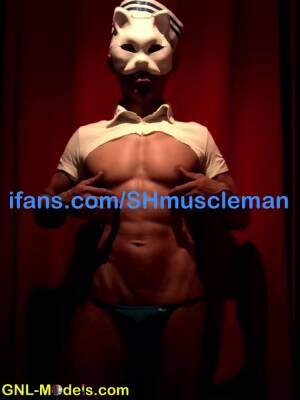 Nipple Play chinese guy muscle model abs pecs suspended - boyfriendtv.com - China