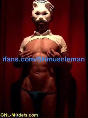 Nipple Play chinese guy muscle model abs pecs suspended - boyfriendtv.com - China