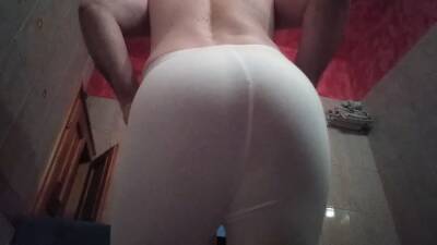 Tummy guy shows off his shapely ass in leggings and pantyhose and jerks his 6 inch dick! - boyfriendtv.com