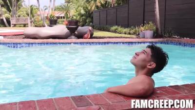 Max Sargent - Sexy Aaron Perez chilling by the pool is being watched by his stepdad Max Sargent - boyfriendtv.com