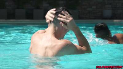 Tristan Hunter - Gorgeous golden brown Asian boy anal fucked by the pool - boyfriendtv.com