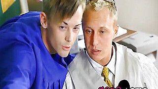 Twink graduate barebacked passionately by naughty teacher - gayxo.com